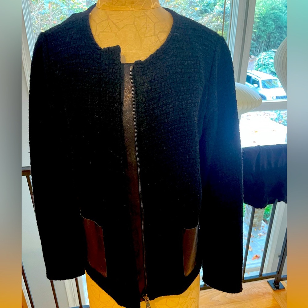 Vince Tweed and "Leather" Double Zipped Jacket